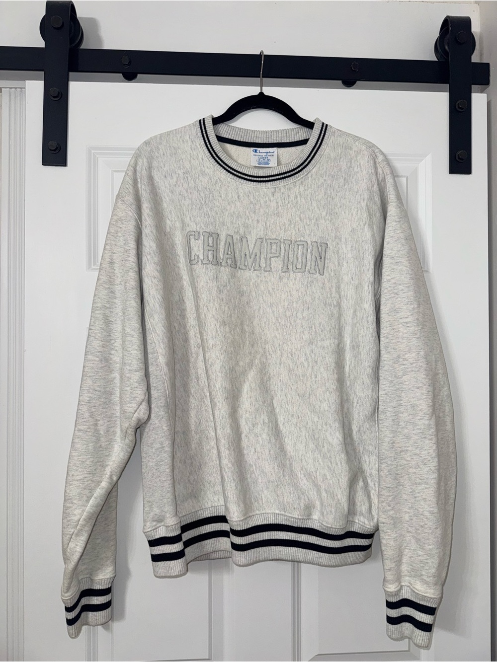 Champion Cream Crewneck Sweatshirt with Black Trim